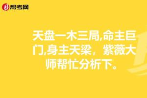 天盘一木三局,命主巨门,身主天梁,紫薇大师帮忙分析下.